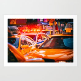 NYC police car flashing lights New york city traffic  Art Print | Lights, Beacon, Flashinglights, Yellow, Newyork, Taxis, Cab, Police, Policecar, City 