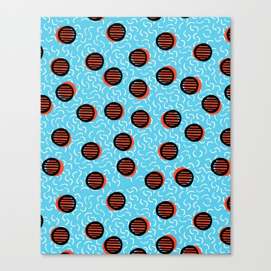 Swish - abstract retro throwback 1980s neon basketball sports college dorm pattern print bright fun Canvas Print