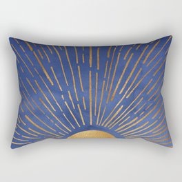 Twilight Blue and Metallic Gold Sunrise Rectangular Pillow