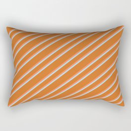 [ Thumbnail: Chocolate, Coral & Light Blue Colored Lines/Stripes Pattern Rectangular Pillow ]