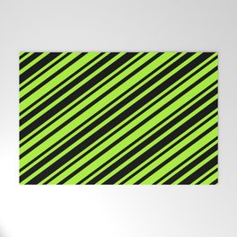 [ Thumbnail: Light Green & Black Colored Lined Pattern Welcome Mat ]