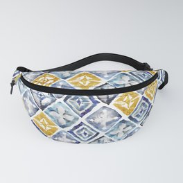 Blue and Gold Tribal Tiles Fanny Pack
