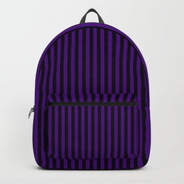 [ Thumbnail: Indigo & Black Colored Striped/Lined Pattern Backpack ]