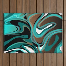 Liquify - Brown, Turquoise, Teal, Black, White Outdoor Rug