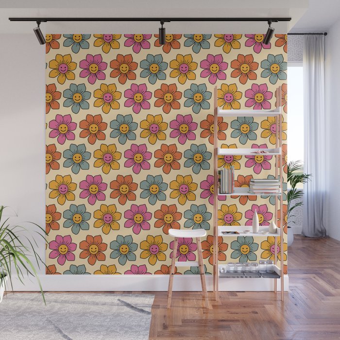 70s Retro Floral Pattern 06 Wall Mural