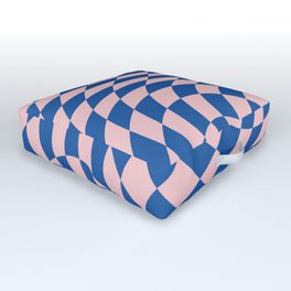 Blue and pink swirl checker 02 Outdoor Floor Cushion