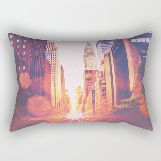 New York City Bokeh Sunset Rectangular Pillow