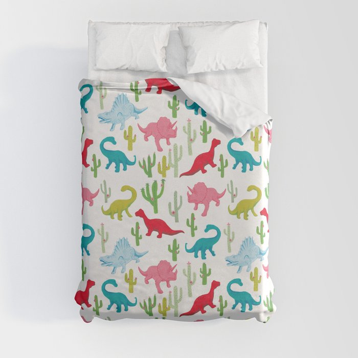 Dinosaurs and Cacti Duvet Cover