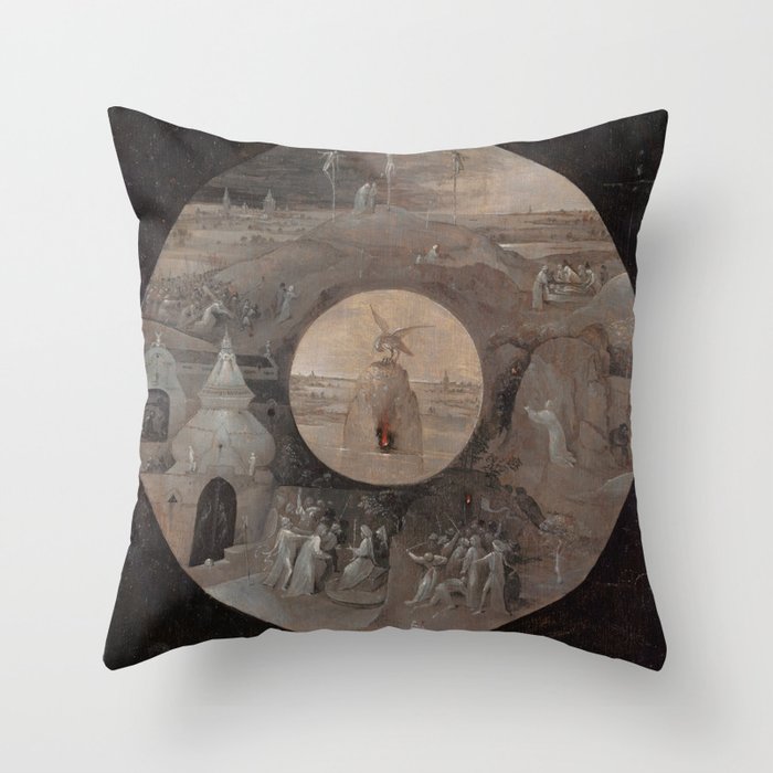 Hieronymus Bosch - Scenes from the Passion of Christ St John the Evangelist on Patmos Throw Pillow
