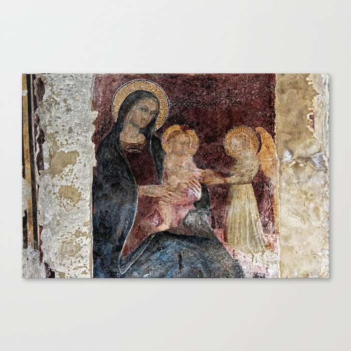 Baby Jesus Angel Virgin Mary Medieval Painting Narni Italy Canvas Print