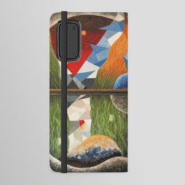 Hops and Jazz earth tones with stones musical nature landscape painting by Valentin Rozsnyai Android Wallet Case