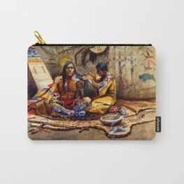 “Indian Beauty Parlor” by Charles M Russell Carry-All Pouch