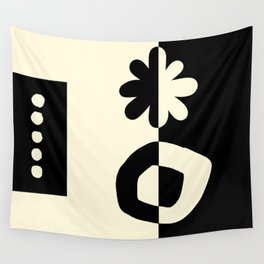  Abstraction #8 - Minimal Black and Linen Art Print - Mid Century Modern Organic  Wall Tapestry