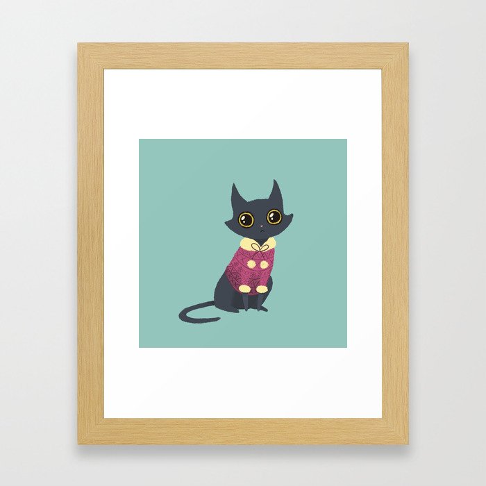 Cozy cat red Framed Art Print
