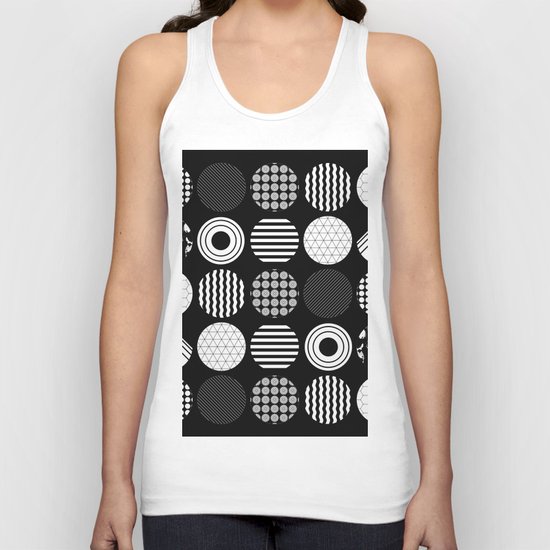 Ecelctic Geometric 2 - Black and white multi patterned design Unisex Tank Top