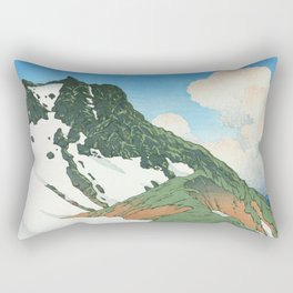 Mount Asahi-Dake Seen From Mount Hakuba - Vintage Japanese Woodblock Print By Hasui Kawase Rectangular Pillow