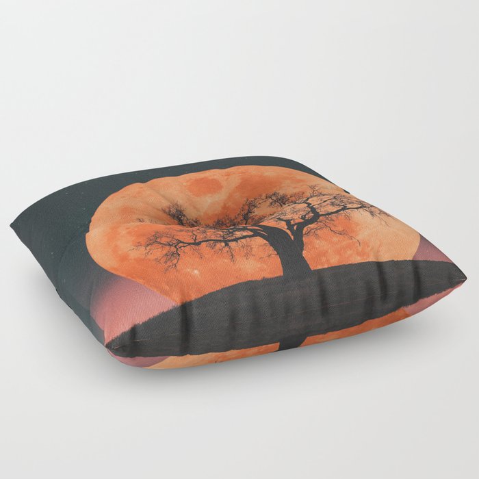 Blood Moon and Winter Tree Floor Pillow