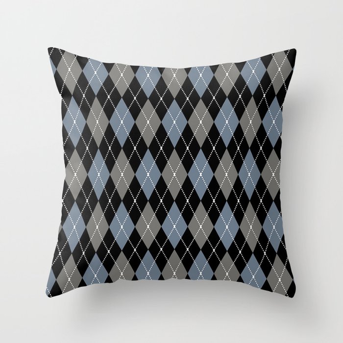 Blue And Grey Argyle Pattern,Diamond Abstract,Quilt,Knit,Tartan,Sweater,Traditional,Geometrical,  Throw Pillow