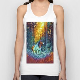 Horse in the Woods at Sunset Unisex Tank Top