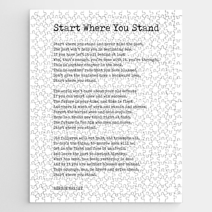 Start Where You Stand - Berton Braley Poem - Literature - Typewriter Print  Jigsaw Puzzle