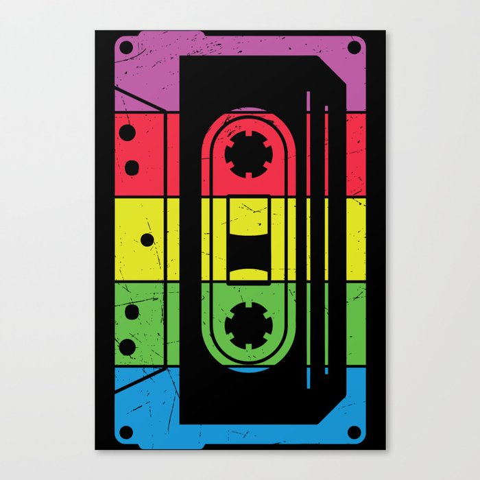 Colorful Retro Cassette Tape Canvas Print