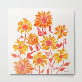 Sunflower Watercolor – Fiery Palette Metal Print | Wild, Orange, Sunflowers, Usa, Wildflower, Painting, Prairie, Curated, Sunflower, Pretty 