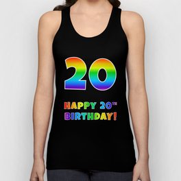 [ Thumbnail: HAPPY 20TH BIRTHDAY - Multicolored Rainbow Spectrum Gradient Tank Top ]