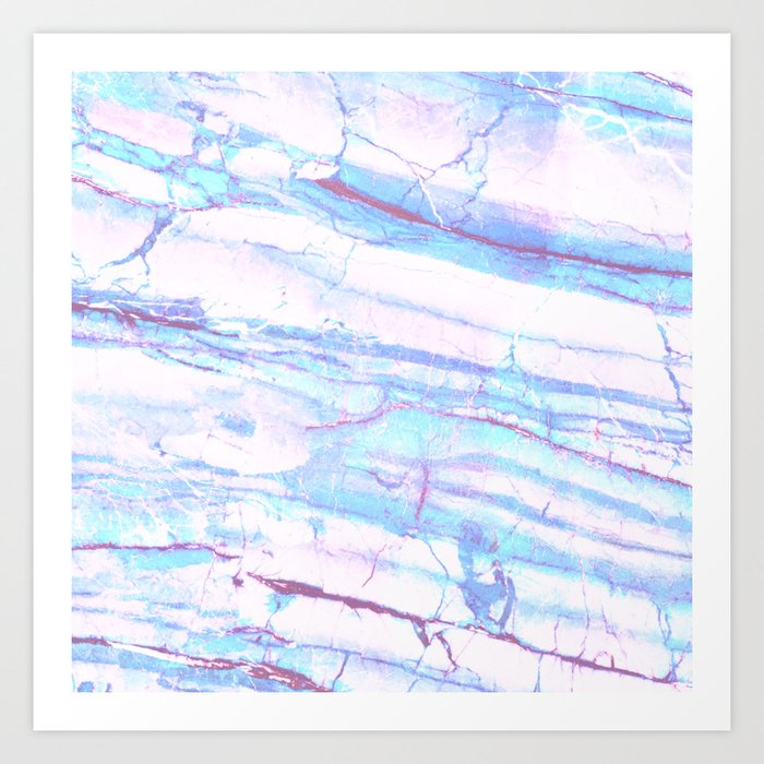 Pastel Marble with Blue Green Purple Art Print