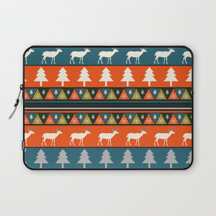 Festive Christmas deer pattern Laptop Sleeve