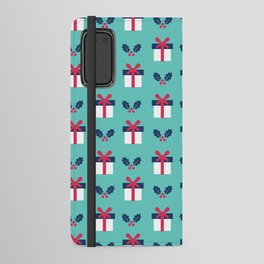 Christmas Pattern Turquoise Gifts Holly Android Wallet Case