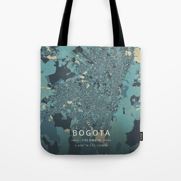 Bogota, Colombia - Cream Blue Tote Bag