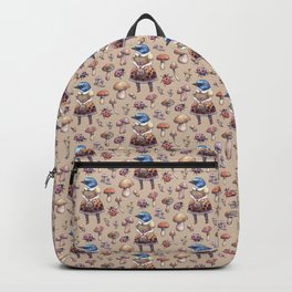 Mushroom Pickers - Lady Blue Backpack | Acuarela, Drawing, Ink Pen, Cute, Children, Bird, Traditional, Ladybug, Mushroom, Watercolor 