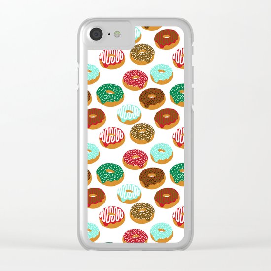 Christmas festive donuts holiday dessert junk food foodie pattern print red and green Clear iPhone Case
