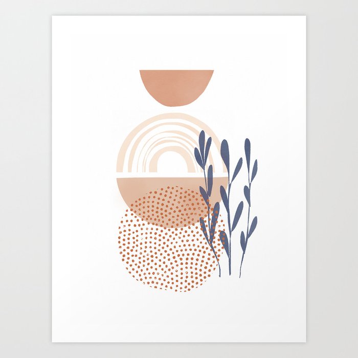 Classic Blue and baked Earth Theme Art Print