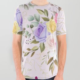 Watercolor Roses 3 All Over Graphic Tee
