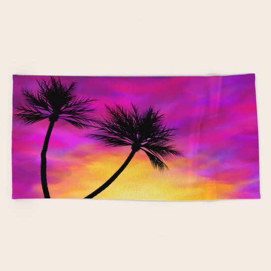 Palm Tree Sunset Beach Towel