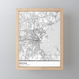 Boston Simple Map Framed Mini Art Print