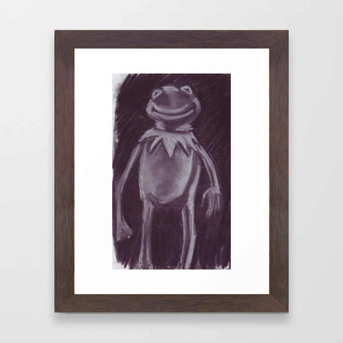 Kermit The Frog In Charcoal Framed Art Print By Coffeeplease