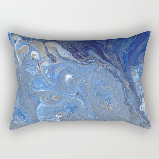 River of Silver Blues Rectangular Pillow