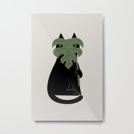 Cat and Plant 14: Monster-a Metal Print | Houseplant, Kitty, Cat, Leaf, Monster, Nature, Homeplant, Drawing, Plantart, Curated 