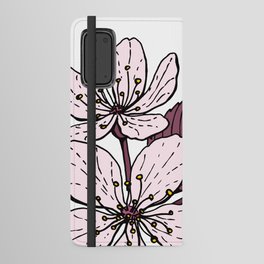 Pink Hand-drawn Cherry Blossoms with Burgundy Leaves Android Wallet Case
