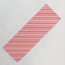[ Thumbnail: Salmon and Pink Colored Lined Pattern Yoga Mat ]