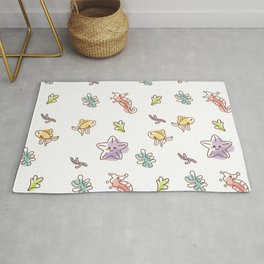 Colored sealife pattern with seastars and fishes vintage illustration Area & Throw Rug