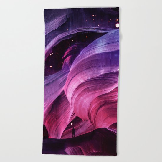 Into regions beneath map and nation Beach Towel