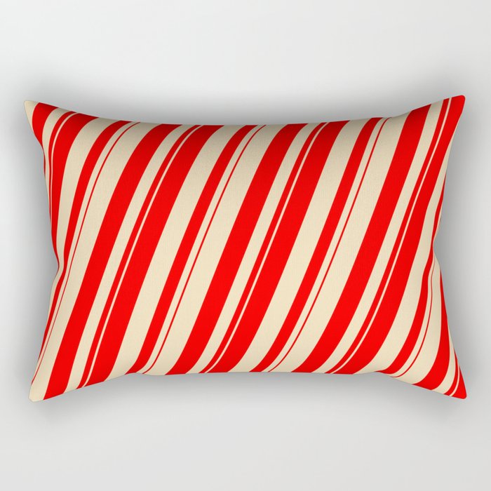 Tan and Red Colored Lines Pattern Rectangular Pillow
