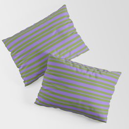[ Thumbnail: Green and Purple Colored Lines Pattern Pillow Sham ]