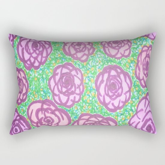 Preppy Rose Garden Rectangular Pillow