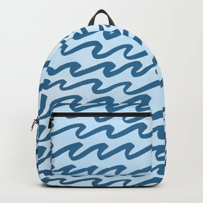 Abstract Metallic Sea Waves Saltwater Taffy Teal on Blue Raspberry Backpack