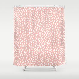 Pink Polka Dot Spots (white/pink) Shower Curtain