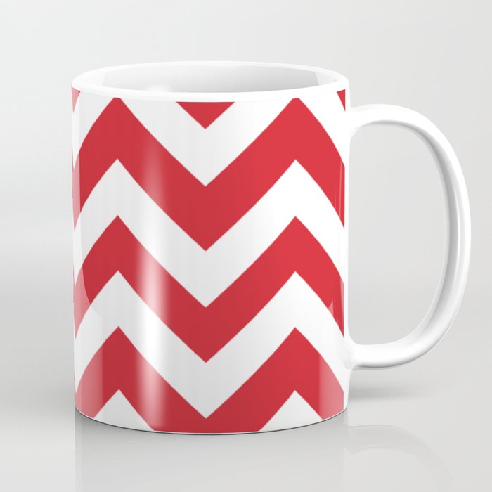 Fire engine red - red color - Zigzag Chevron Pattern Coffee Mug